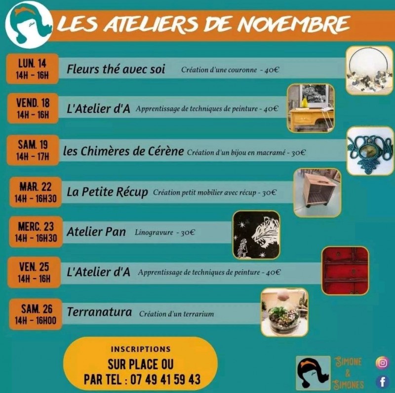 Programme des atliers de novembre 2022 à Saint-Egrève