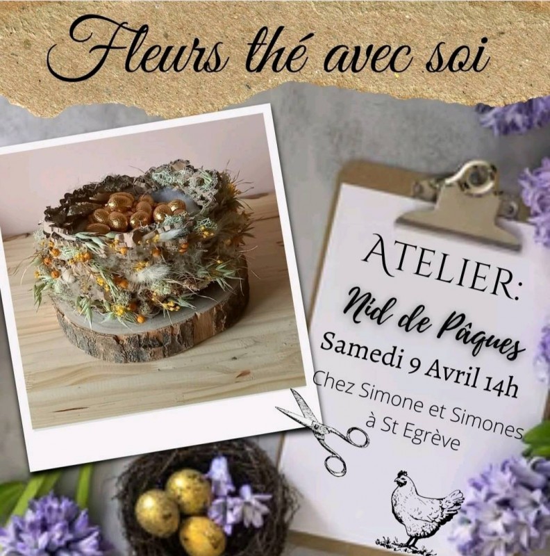 Réaliser un nid de Pâques en fleurs séchées avec Fleurs thé avec soi à Saint Egrève près de Grenoble